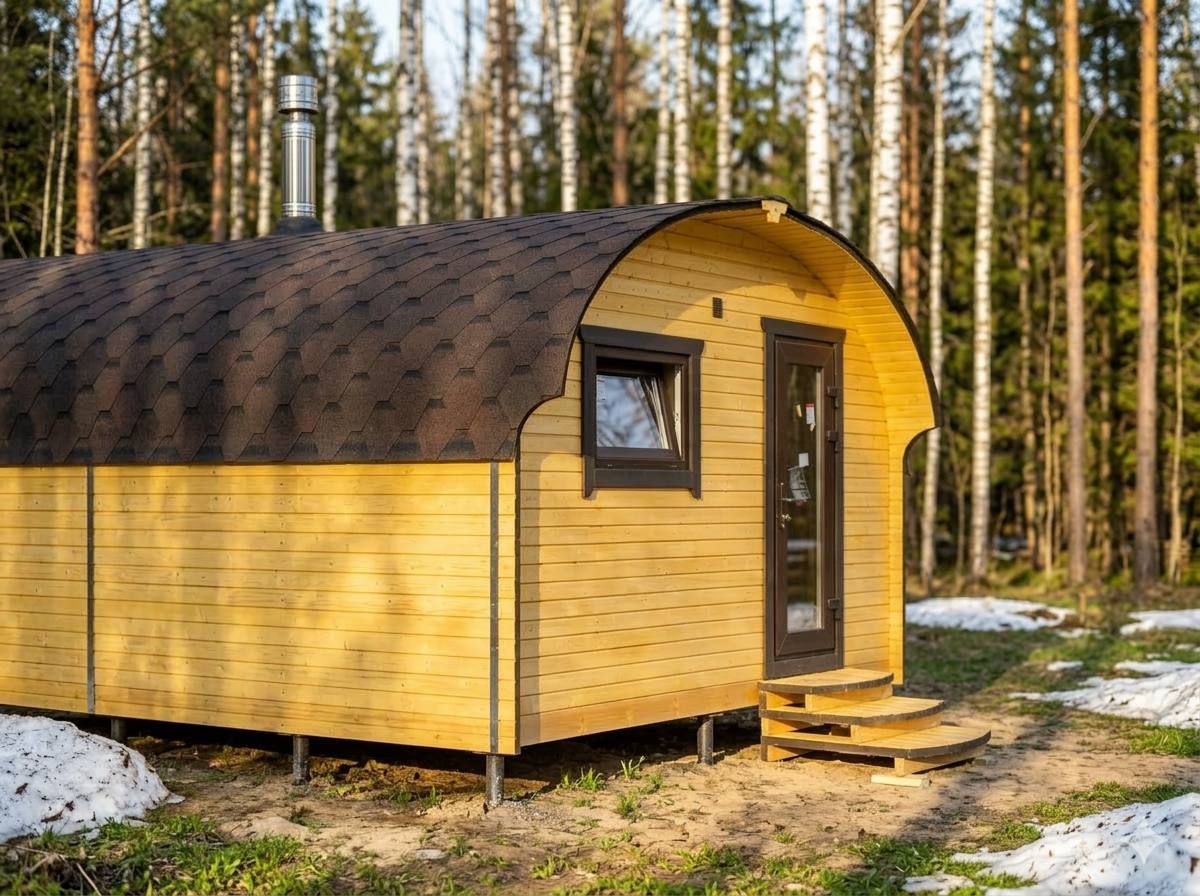 Модульная баня Квадро Хаус на этапе монтажа